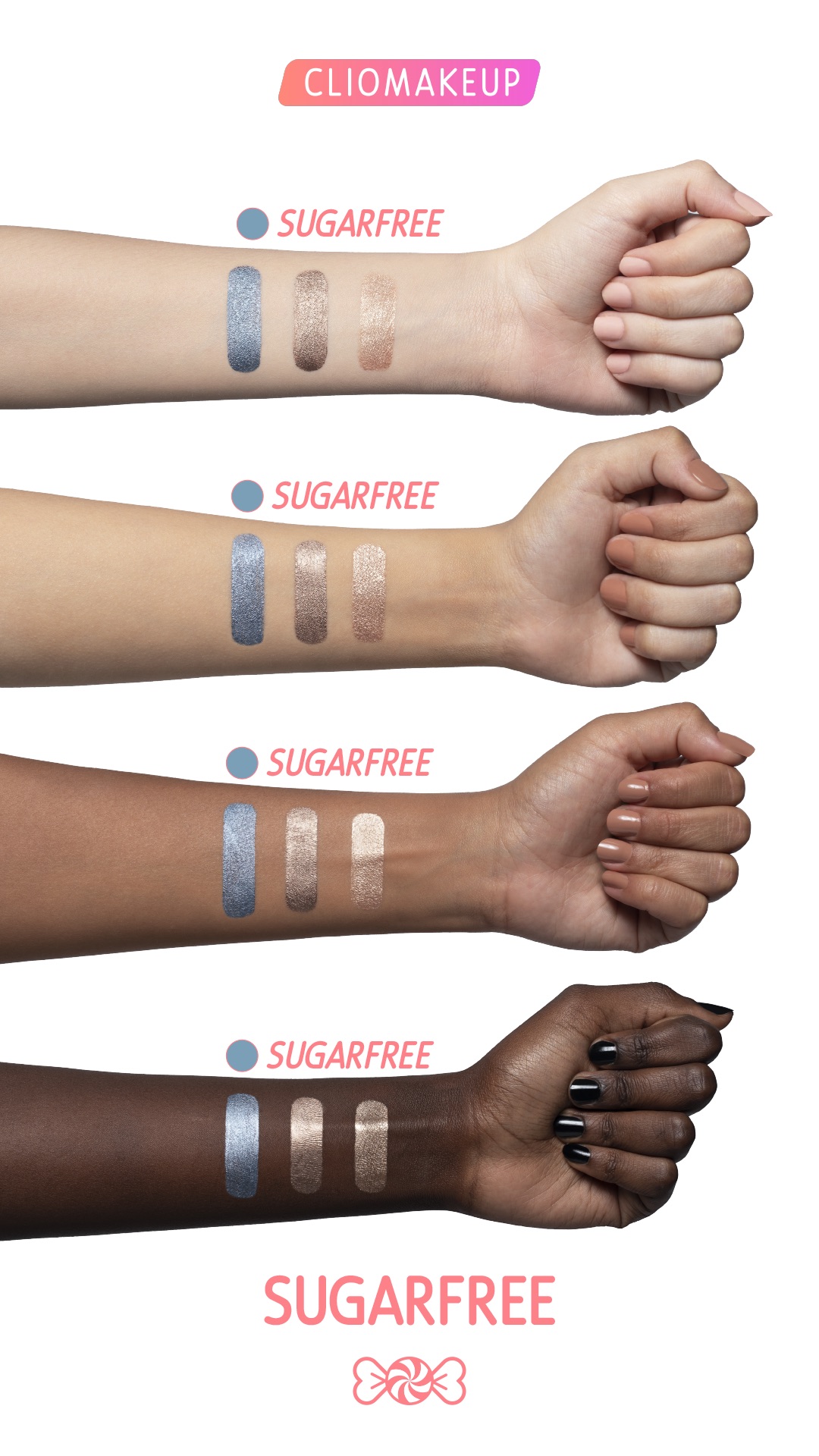 Cliomakeup-ombretto-cremoso-sugarfree-sweetielove-8-swatches