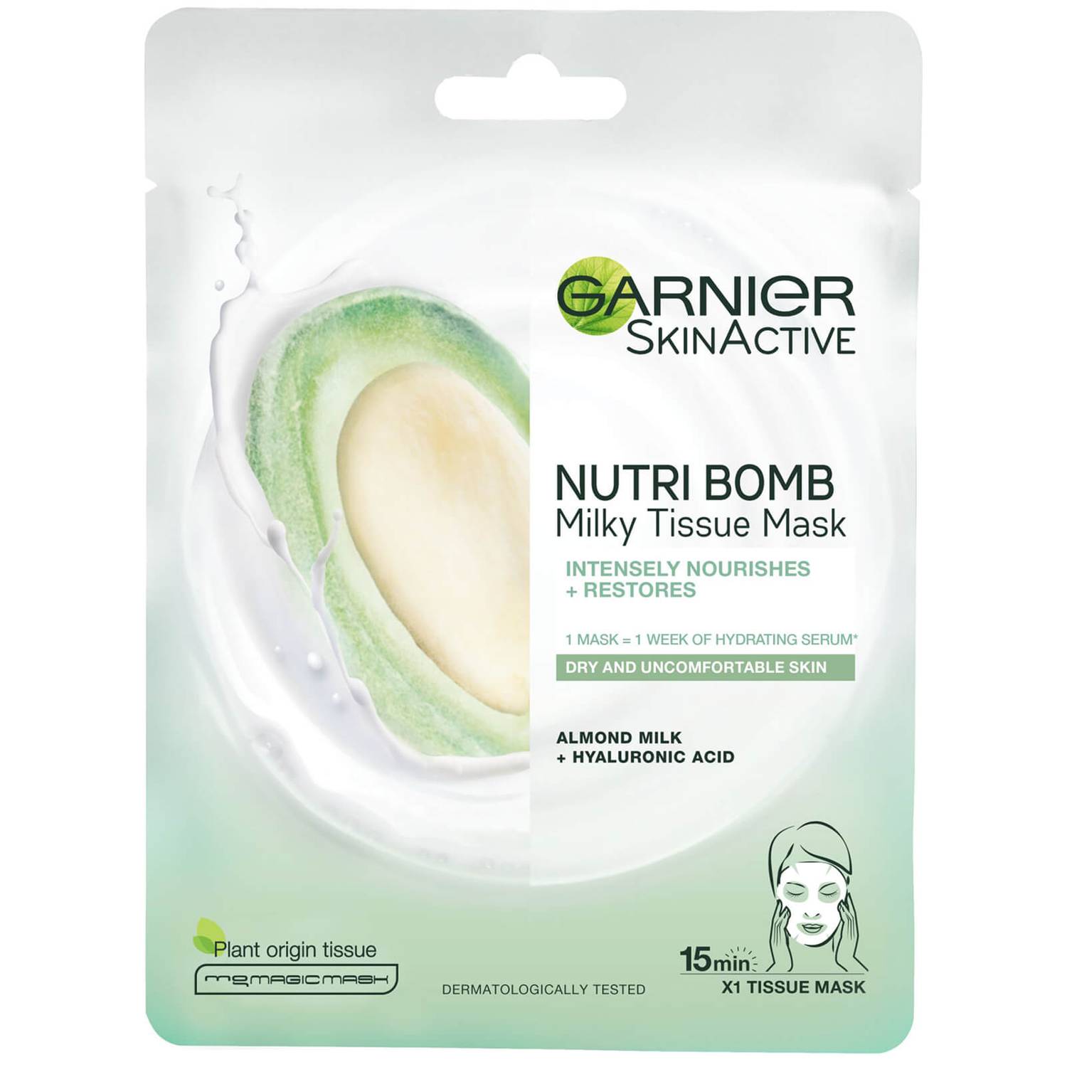 Cliomakeup-mashere-viso-idratanti-inverno-2022-Garnier-Nutri-Bomb-Milky-Sheet-Mask-Almond