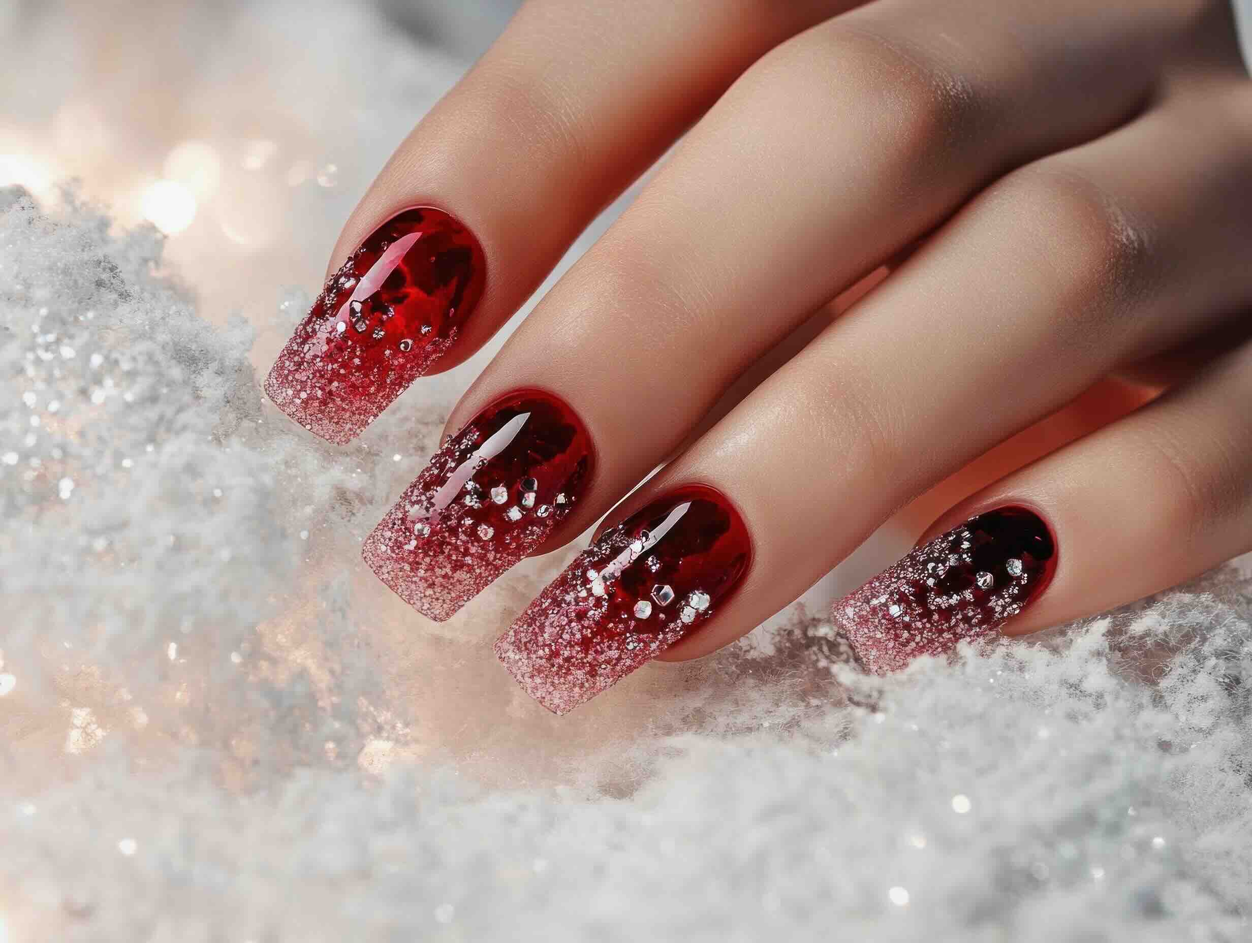 unghie-bordeaux-natale-glitter