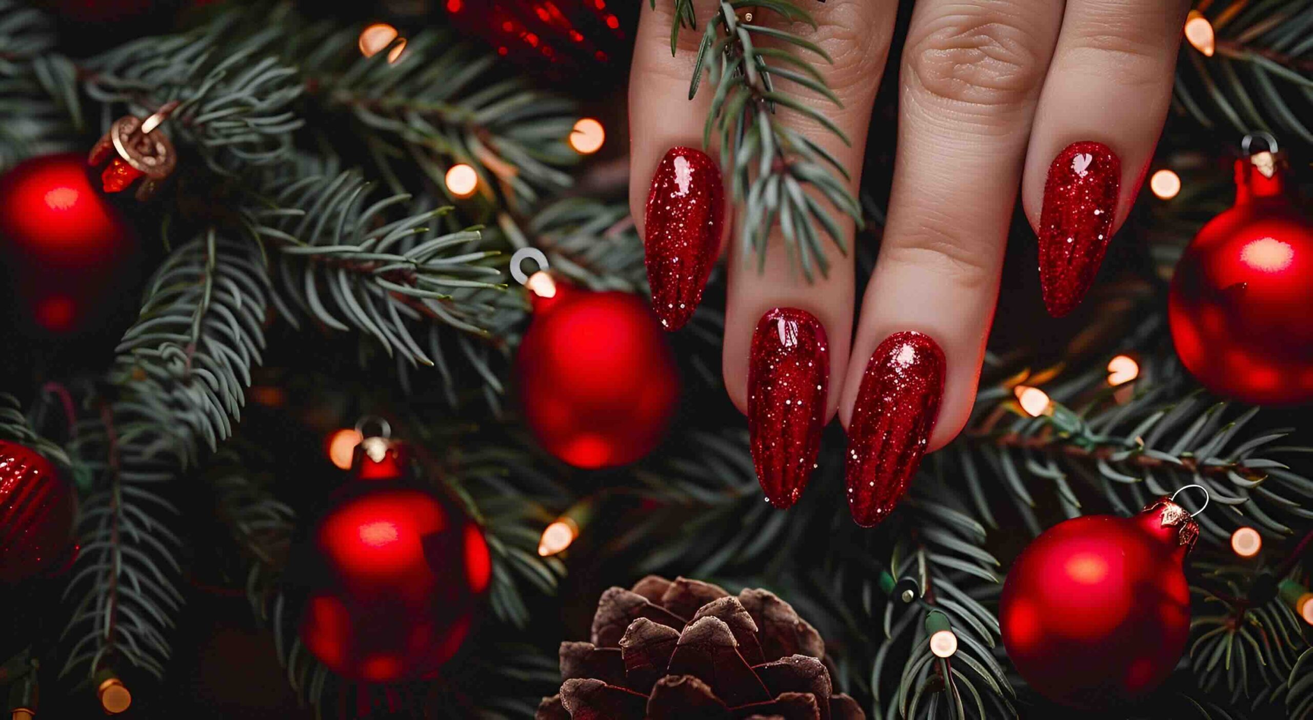 unghie-rosse-natalizie-glitter