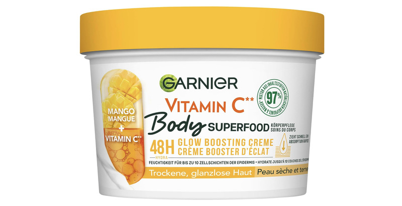 cliomakeup-crema-multiuso-idratante-garnier-body-superfood-mango-vitamina-c
