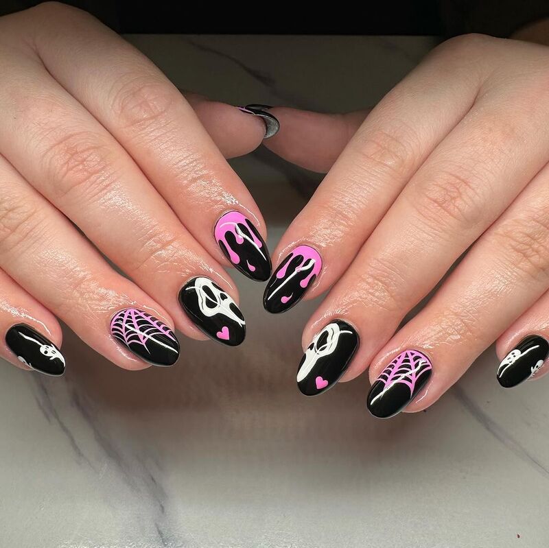 nail-art-halloween-nere-rosa