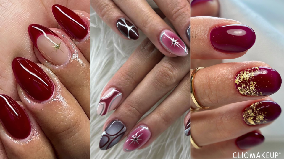 smalto-burgundy-quali-scegliere-idee-nail-art-sofisticate-burgundy-dettagli-argento-oro