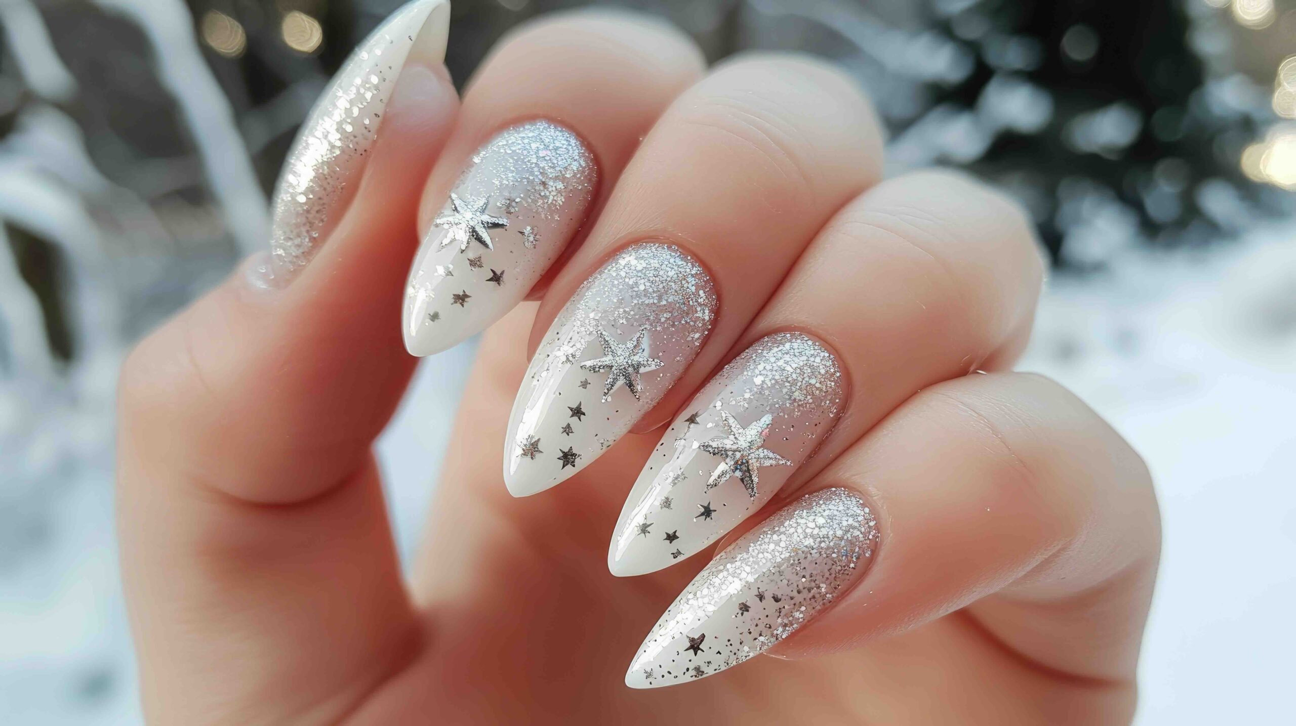 unghie-gel-natalizie-bianche-argento-glitter