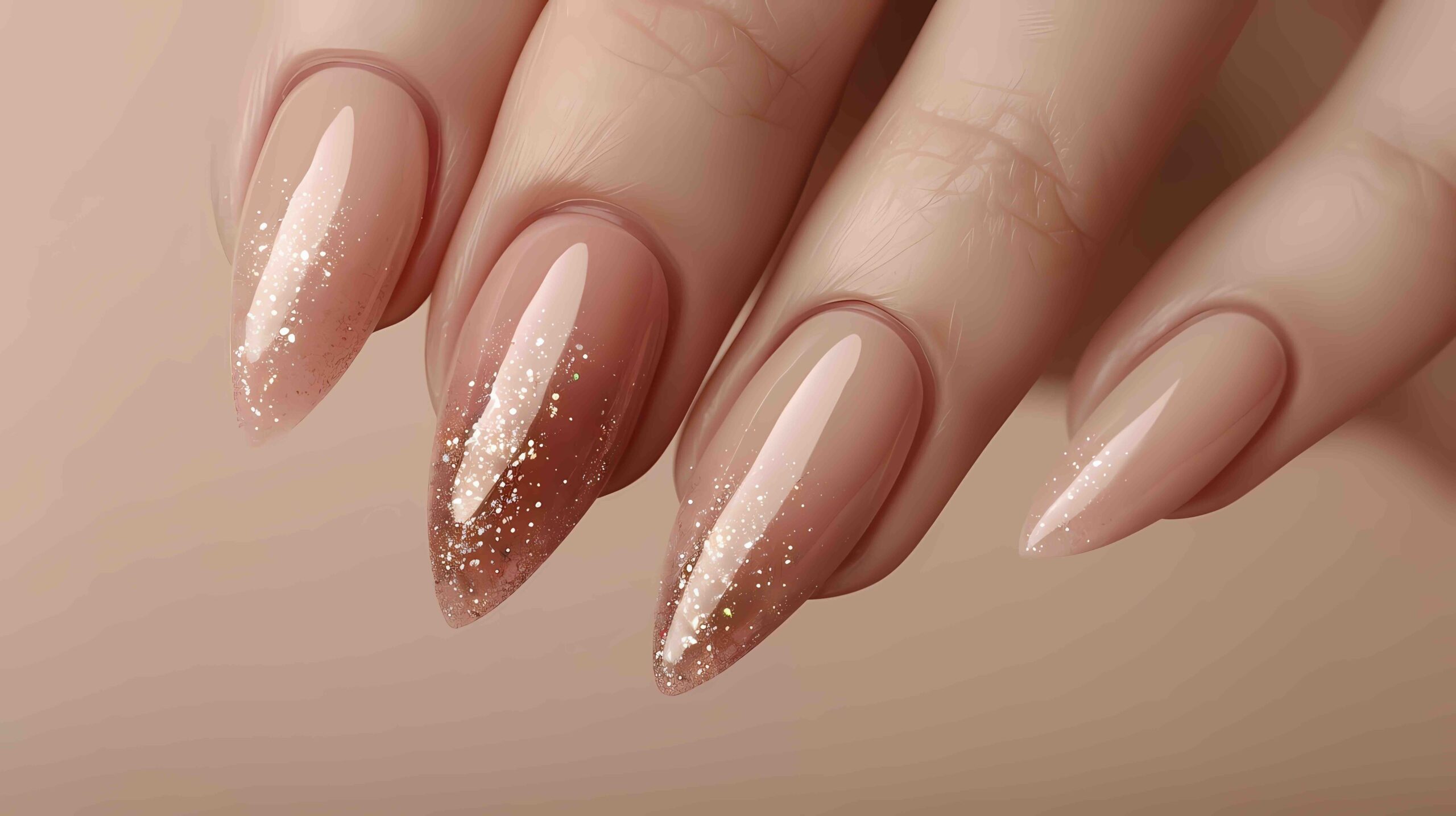 unghie-nude-natale-glitter-bronzo