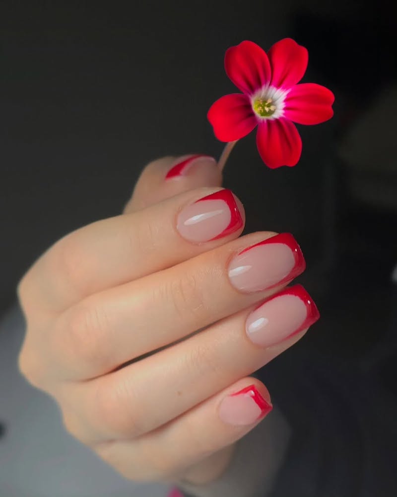 unghie-french-rosso-bianche