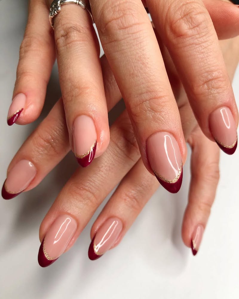unghie-french-rosso-oro
