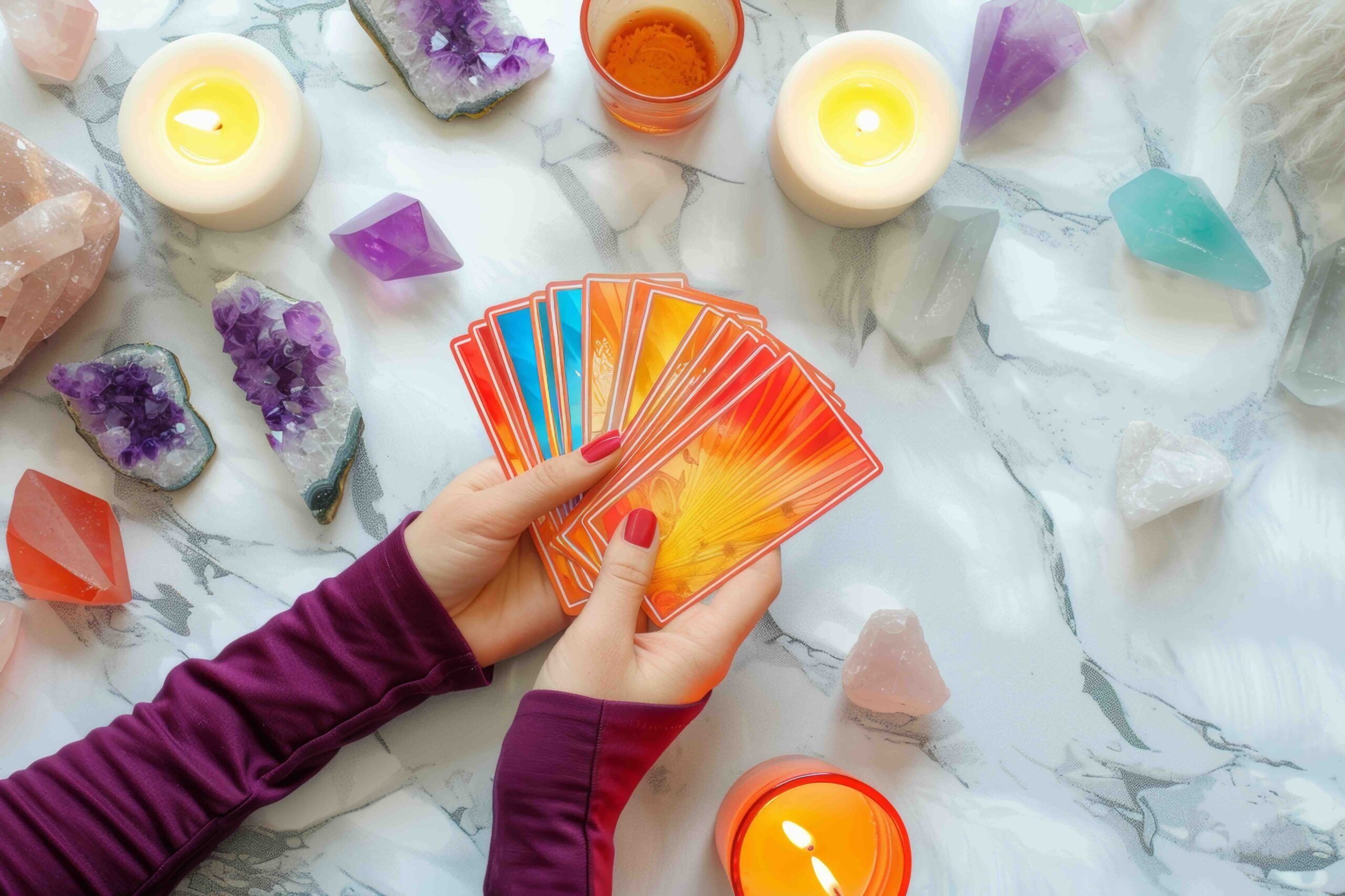 carte-tarocchi-colorati-candele-cristalli
